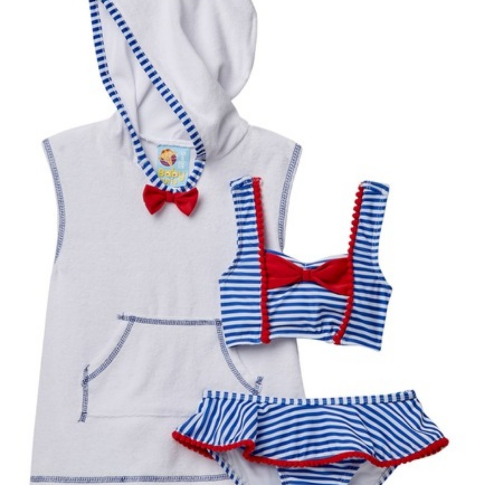 Baby Buns Striped Bikini & Cover-Up - 2T